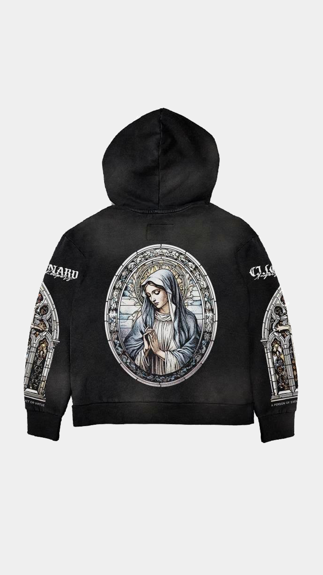 Black Embroidery Angels Keepers Zip Hoodie (Ships Before December 15)