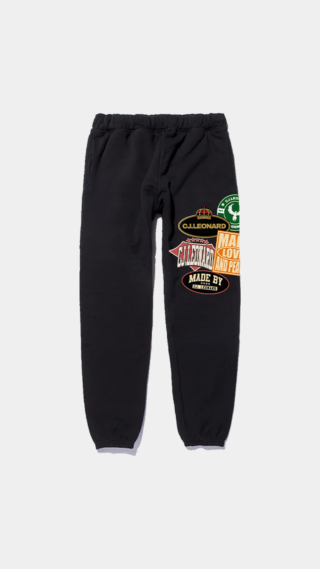 Black Patched Stamps Sweat Pant
