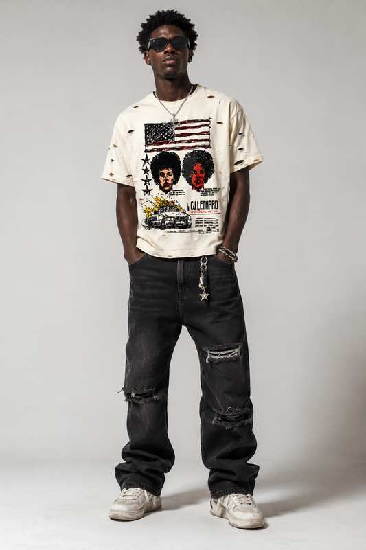 Off White Mass Destruction Distressed Tee