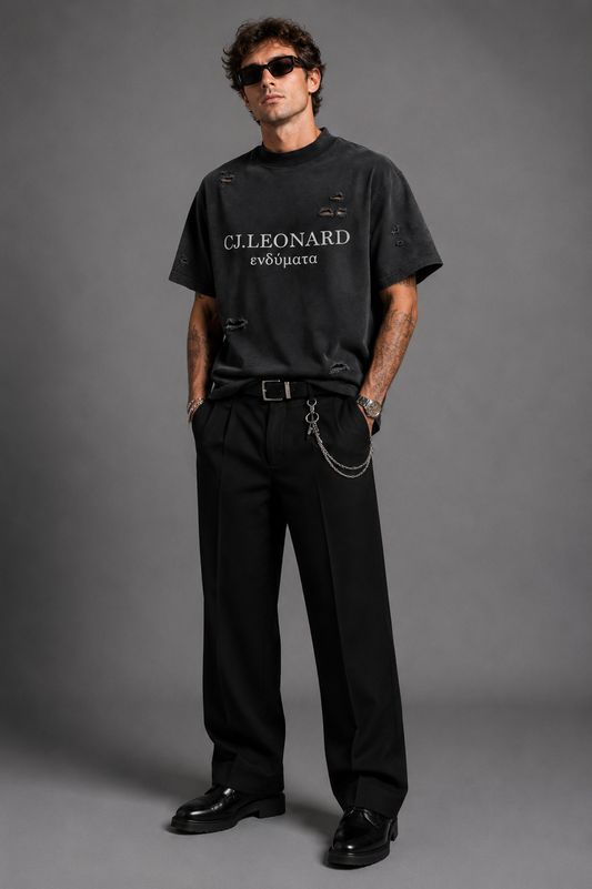 Black Signature Distressed Tee