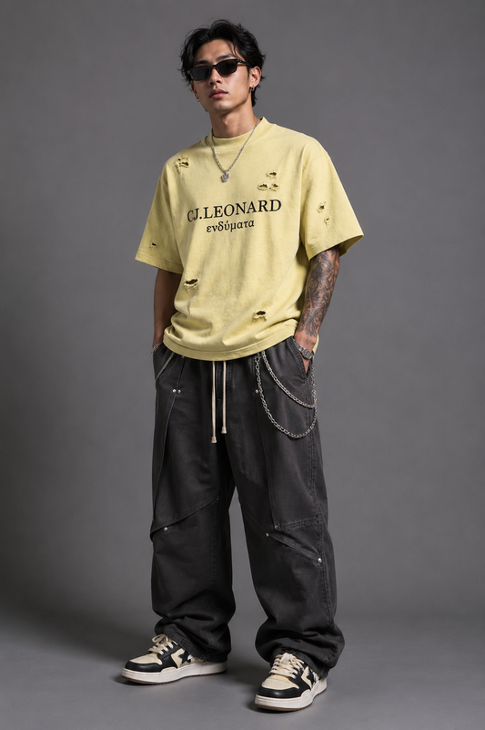 Cream Signature Distressed Tee