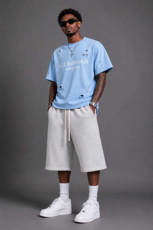 Baby Blue Signature Distressed Tee