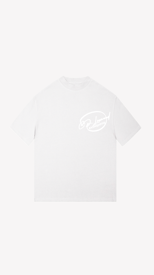 White Embroidered Signature Tee