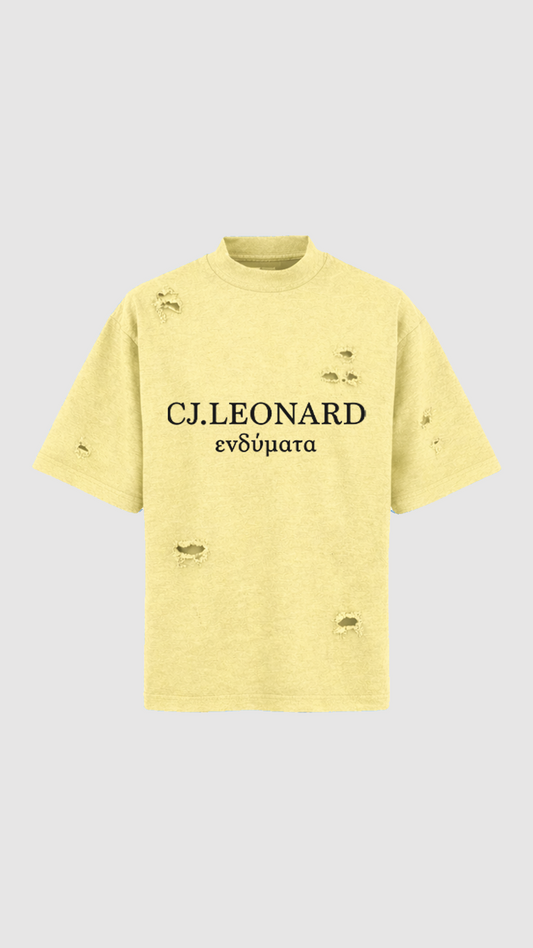 Yellow Signature Distressed Tee