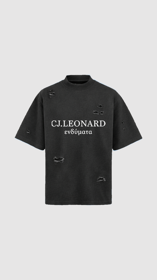 Black Signature Distressed Tee
