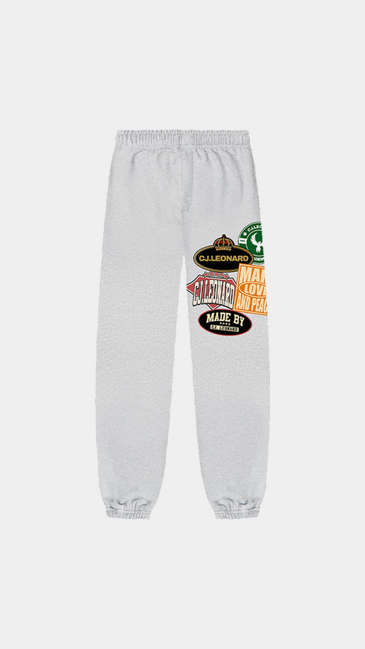 Grey Patched Stamps Sweat Pant