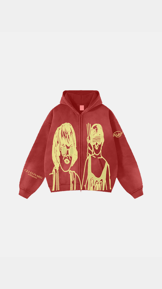 Burgundy Drawing Hoodie